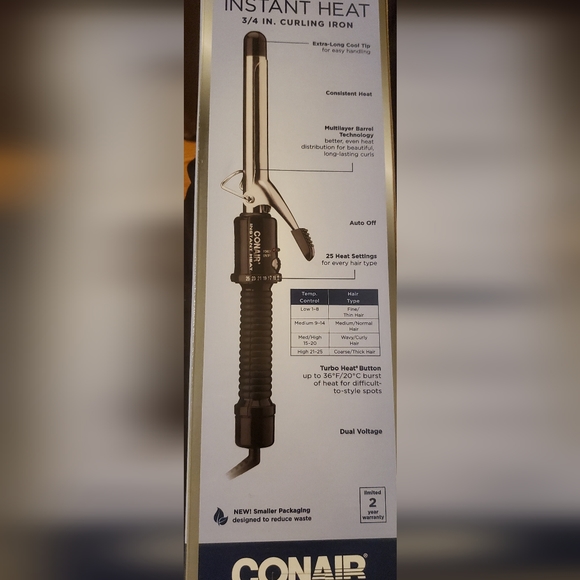 Conair Instant Heat 3/4 In. Curling Iron 25 Heat Settings Defined Curls Auto Off - Picture 4 of 4